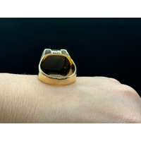 Mens 9ct Yellow Gold Black Onyx Ring