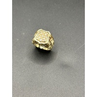 Mens 9ct Yellow Gold Checkered Shield Ring