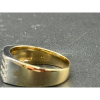 Mens 9ct Yellow Gold Diamond Band Ring