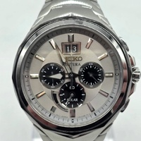Seiko Coutura V194-0AB0 Mens Solar Chronograph Watch Silver 100M