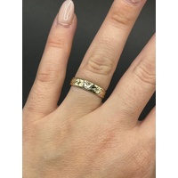Unisex 9ct Yellow Gold Heart Print Band Ring