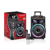 Bluetooth Karaoke Party Speaker 12 inch on wheels + Mic USB TF card Remote Control NEW