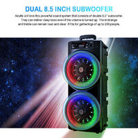 Dual 8.5'' Bluetooth Karaoke Party Speaker & Mic 1 Year Warranty NEW