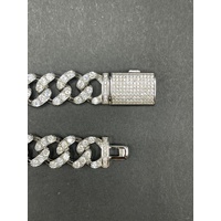 Unisex 925 Sterling Silver Iced Cuban Link Necklace (NEW)