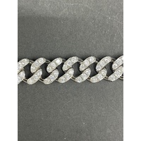 Unisex 925 Sterling Silver Iced Cuban Link Bracelet (NEW)