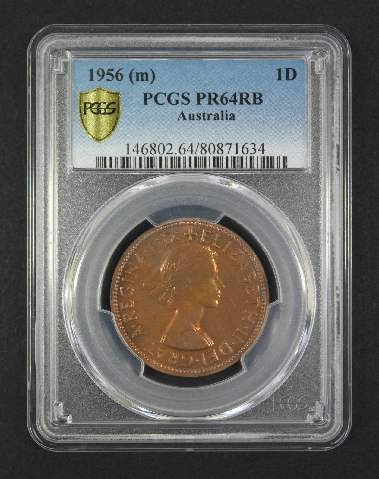 1956(m) PCGS PR64RB Australian Proof Penny Melbourne Mint