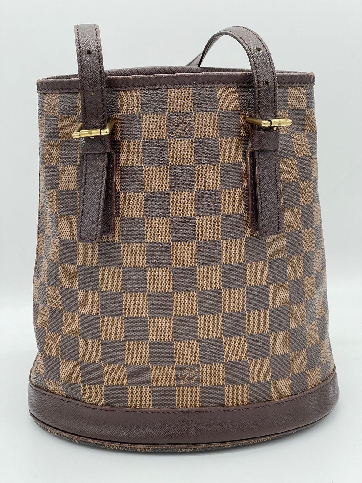 Louis Vuitton Damier Ebene Marais Bucket Bag with Pouch N42240