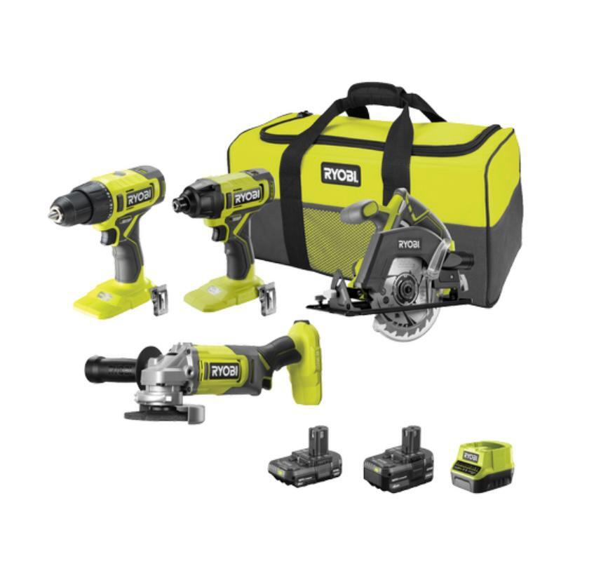 NEW Ryobi R18X4A2422B 18V One 2.0Ah 4.0Ah 4 Piece Combo Kit