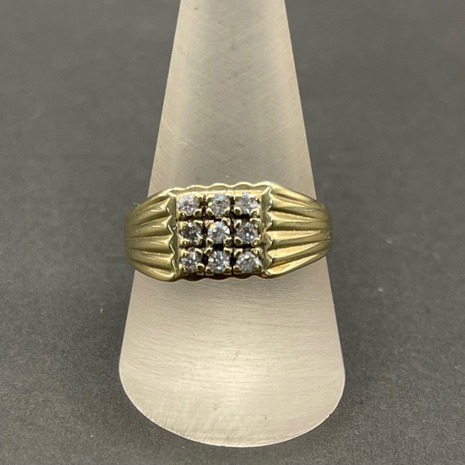 Mens 9ct Yellow Gold Cubic Zirconia Ring