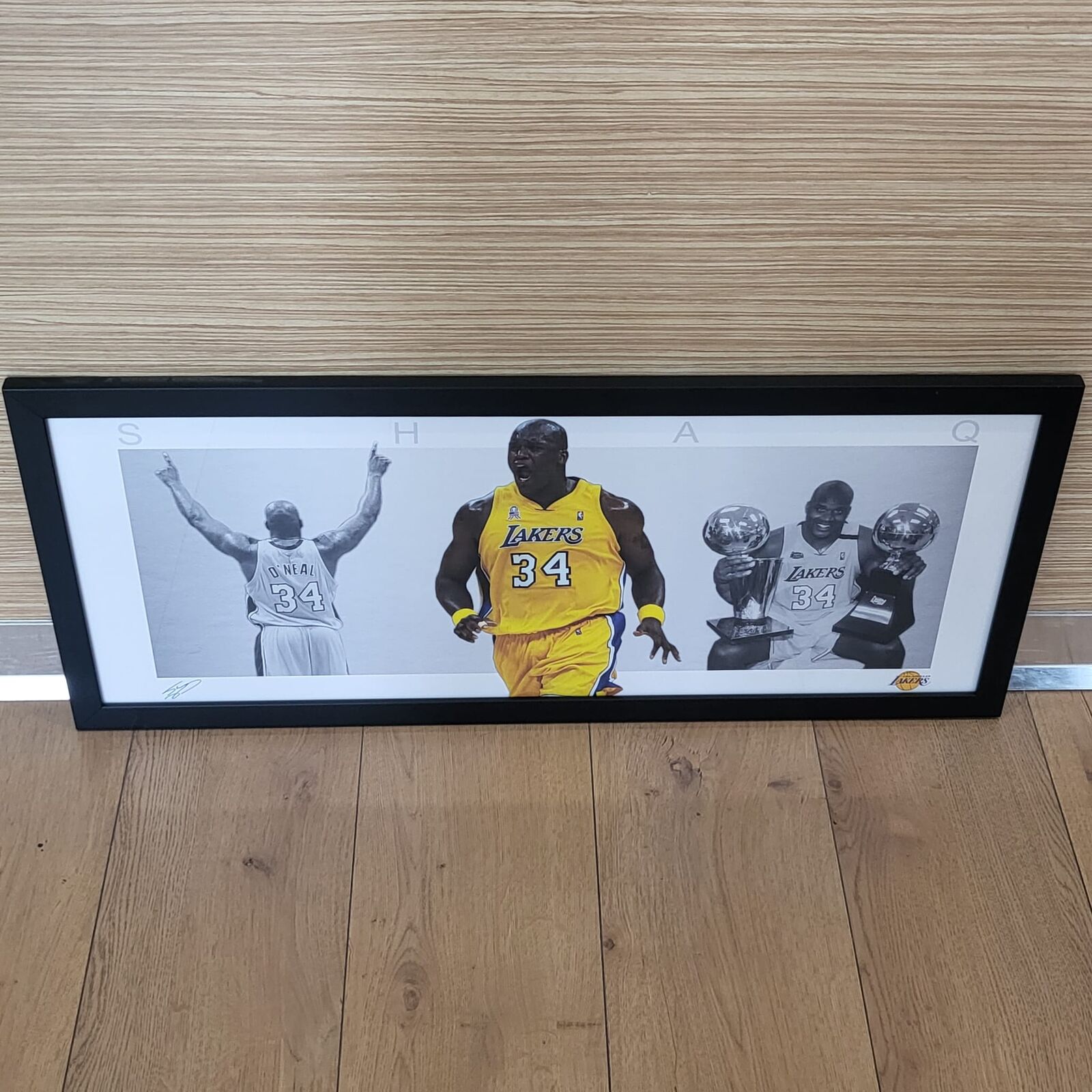 Shaquille O'Neal Lakers Framed Art 93x40cm Wicked NBA Memorabilia