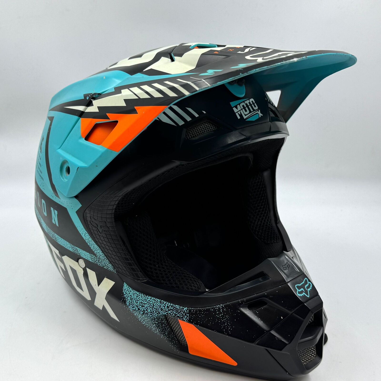 Fox V2 Vicious Army MX Helmet Aqua Orange XL 61-62cm Fiberglass Shell