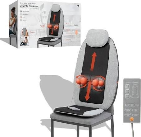 Sharper Image Shiatsu Seat Topper 4 Node Massage with Heat and Vibration