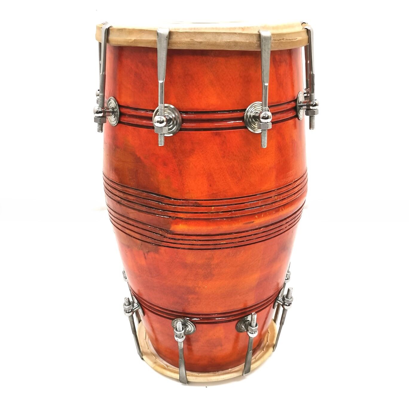 Dholak Honey Colour Bolt Clasp Drum with Carry Bag Portable Hand Drum