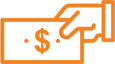 Hand holding Money Icon in Orange