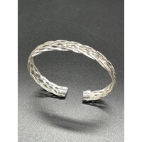 Unisex Sterling Silver Braided Cuff Bangle (Brand New)