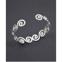 Ladies Solid Sterling Silver 925 Wavy Spiral Bangle Bracelet 18cm 20.5 Grams