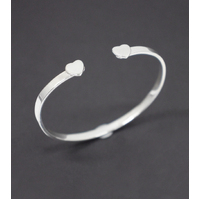 Ladies Solid Sterling Silver 925 Heart Bangle Bracelet 17.5cm 11.5 Grams