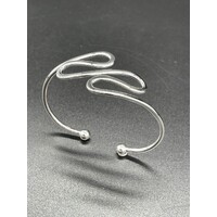 Ladies Sterling Silver Swirl Twist Cuff Bangle (Brand New)