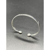 Unisex Sterling Silver Textured Cuff Bangle (Brand New)