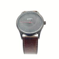 Carre Men’s Watch Analog Quartz Black Dial with Brown Leather Strap