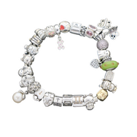 Ladies Pandora 925 ALE Charm Bracelet 26 Charms with 14K Gold Clasp Size: 20cm