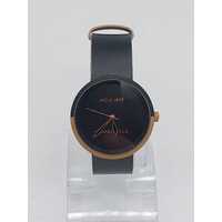 Uncle Jack Unisex Quartz Watch BE x UJ Genuine Leather Black Strap