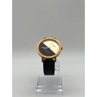 Brandon Ellis x Uncle Jack Unisex Black Gold Rose Leather Band Watch