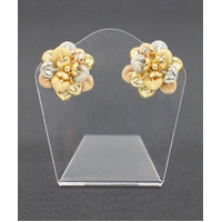 Ladies 18K Solid Yellow White & Rose Gold Flower Stud Earrings 14.9 Grams (Pre-owned)