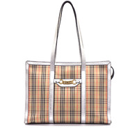 Burberry Large 1983 Check Link Tote Bag - Silver (Pre-owned)
