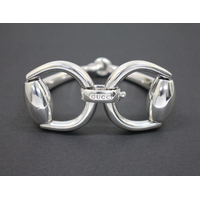 Gucci Horsebit Rhodium-plated Sterling Silver Bangle Bracelet Size: 17 Medium