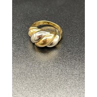 Ladies 18ct Two Tone Twist Design Ring (Pre-Owned)