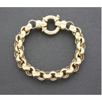 Ladies 9K Solid Yellow Gold Belcher Link Chain Bracelet 25.3 Grams (pre-owned)