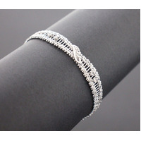 Ladies 18K Solid White Gold Bracelet with Cubic Zirconia 19.1g Fine Jewellery