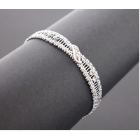 Ladies 18K Solid White Gold Bracelet with Cubic Zirconia 19.1 Grams (pre-owned)