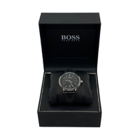 Hugo Boss Men's Essential 40mm Black Leather Band Steel Watch (Pre-Owned)