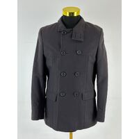 Mens Classic Black Oxford Style Peacoat Jacket Versatile Dress Coat Rare Find