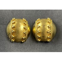 Ladies 14ct Yellow Gold Semi Ball Stud  Earrings (Pre-Owned)