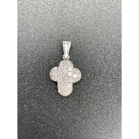 Ladies 18ct White Gold CZ Cross Pendant (Pre-Owned)