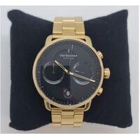 Nordgreen Copenhagen Pioneer 40mm All Gold Black Dial Chronograph Watch