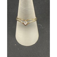 Ladies 9ct Yellow Gold Single Diamond Ring (Pre-Owned)