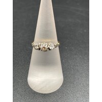 Ladies 18ct Yellow Gold Vintage Pattern Diamond Ring (Pre-Owned)