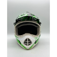 THH TX-12 Motocross Helmet Size L (Y) Strike White Green Off Road Bike