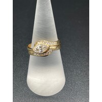 Ladies 18ct Yellow Gold Marquise Cut Diamond Ring (Pre-Owned)