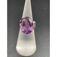 Ladies 9ct Rose Gold Purple Gemstone Ring (Pre-Owned)