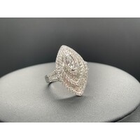 Ladies 18ct White Gold Diamond Cluster Ring Fine Jewellery 9.2 Grams Size UK R