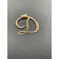 Ladies 9ct Yellow Gold Letter D Pendant (Pre-Owned)