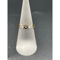 Ladies 9ct Yellow Gold Cubic Zirconia & Brown Gemstone Ring Fine Jewellery 