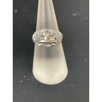 Ladies 3.3 Grams 9ct White Gold Diamond Ring Size UK N Solid Fine Jewellery