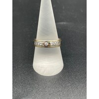 Unisex 18ct Two Tone Yellow/ White Gold Diamond Ring Fine Jewellery Size UK S