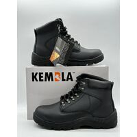 Kembla Steel Cap Toe Genuine Leather Lace Up Safety Boots Black Size 10